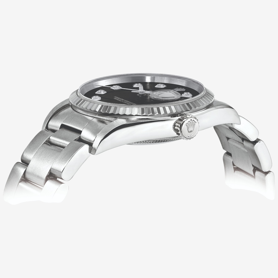 Image 748539_ALTMORE1.jpg, Product 748-539 / Price $15,499.99, Swiss Crown Pre-Owned Rolex - Independently Certified - 36-mm Stainless Steel Datejust Watch with Oyster Bracelet and Black Diamond Dial from Swiss Crown on TSC.ca's Jewellery department