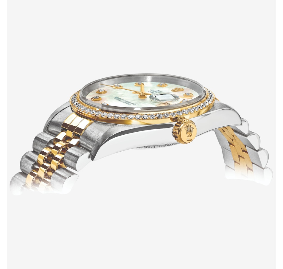 Image 748541_ALTMORE1.jpg, Product 748-541 / Price $19,499.99, Swiss Crown Pre-Owned Rolex - Independently Certified - 36-mm Two-Tone Datejust Watch with Jubilee Bracelet, Mother-of-Pearl Diamond Dial and Diamond Bezel from Swiss Crown on TSC.ca's Jewellery department