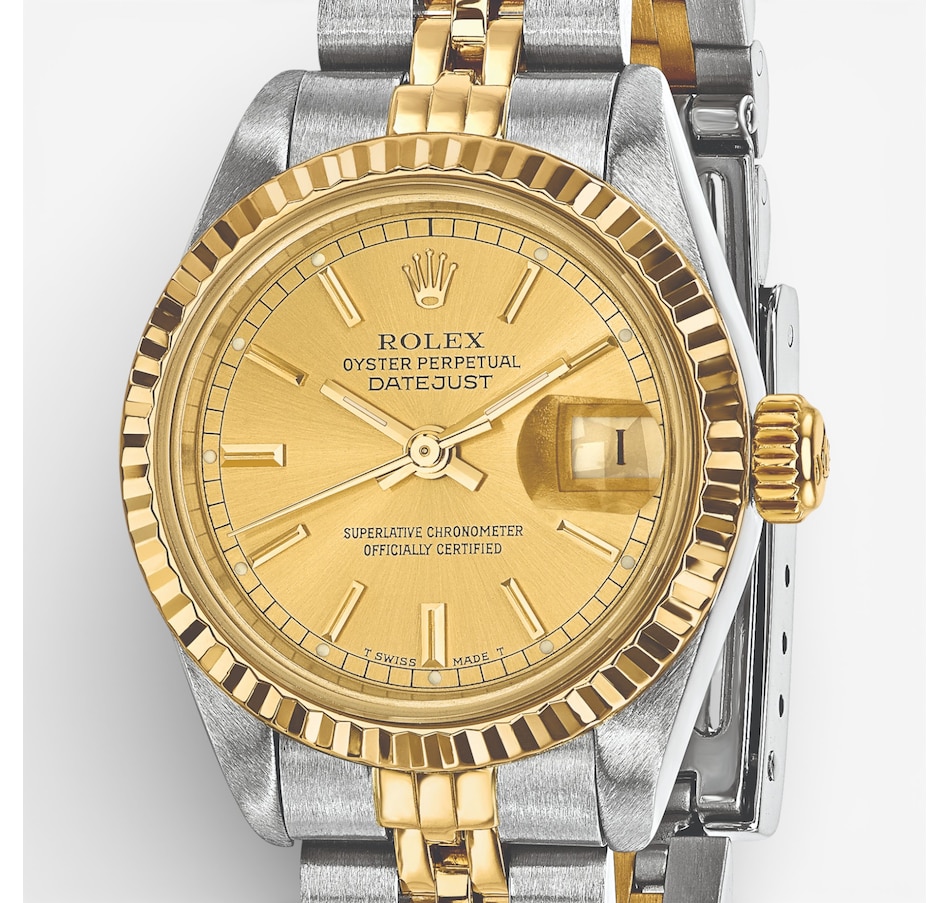 Image 748543_ALTMORE4.jpg, Product 748-543 / Price $11,899.99, Swiss Crown Pre-Owned Rolex - Independently Certified - 26-mm Two-Tone Datejust Watch with Jubilee Bracelet and Champagne Dial from Swiss Crown on TSC.ca's Jewellery department