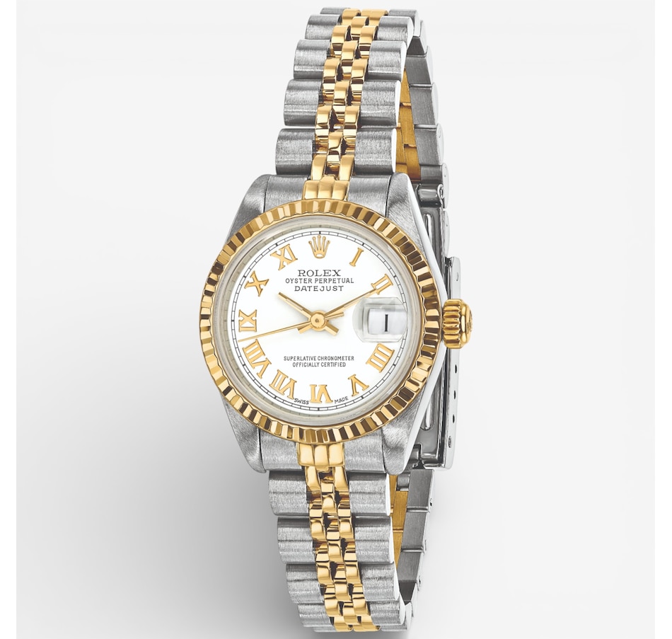 Image 748544.jpg, Product 748-544 / Price $12,499.99, Swiss Crown Pre-Owned Rolex - Independently Certified - 26-mm Two-Tone Datejust Watch with Jubilee Bracelet and White Roman Dial from Swiss Crown on TSC.ca's Jewellery department