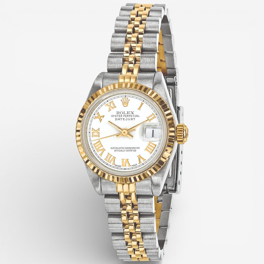 Image 748544.jpg, Product 748-544 / Price $13,199.99, Swiss Crown Pre-Owned Rolex - Independently Certified - 26-mm Two-Tone Datejust Watch with Jubilee Bracelet and White Roman Dial from Swiss Crown on TSC.ca's Jewellery department