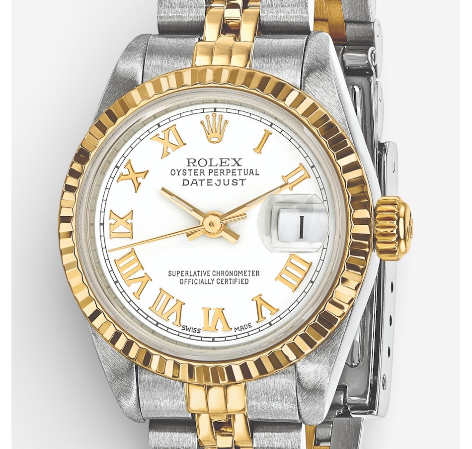 Image 748544_ALTMORE4.jpg, Product 748-544 / Price $12,499.99, Swiss Crown Pre-Owned Rolex - Independently Certified - 26-mm Two-Tone Datejust Watch with Jubilee Bracelet and White Roman Dial from Swiss Crown on TSC.ca's Jewellery department