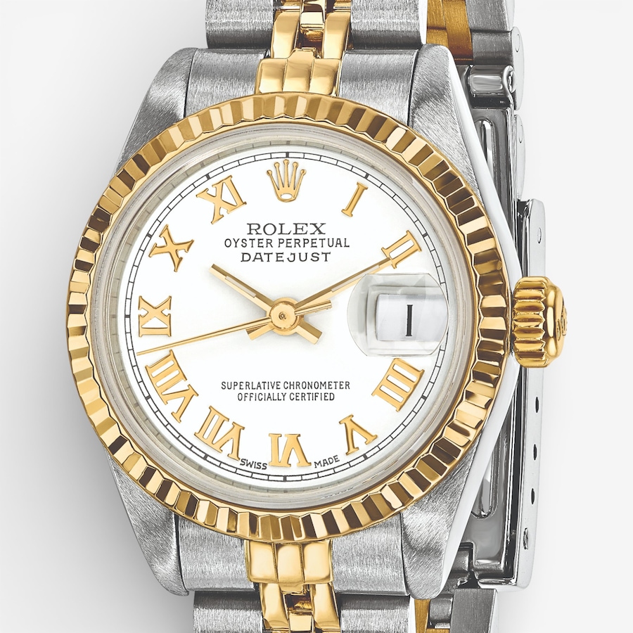 Image 748544_ALTMORE4.jpg, Product 748-544 / Price $13,199.99, Swiss Crown Pre-Owned Rolex - Independently Certified - 26-mm Two-Tone Datejust Watch with Jubilee Bracelet and White Roman Dial from Swiss Crown on TSC.ca's Jewellery department