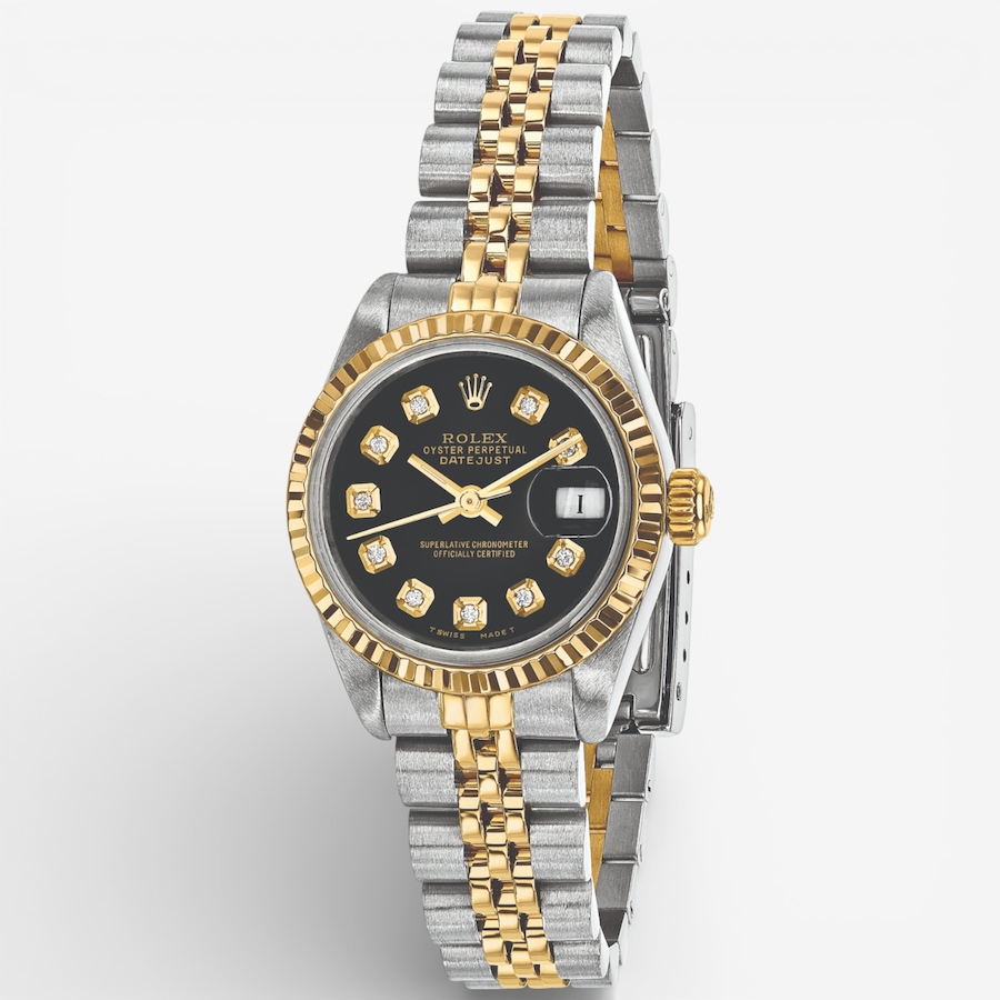 Image 748546.jpg, Product 748-546 / Price $13,499.99, Swiss Crown Pre-Owned Rolex - Independently Certified - 26-mm Two-Tone Datejust Watch with Jubilee Bracelet and Black Diamond Dial from Swiss Crown on TSC.ca's Jewellery department