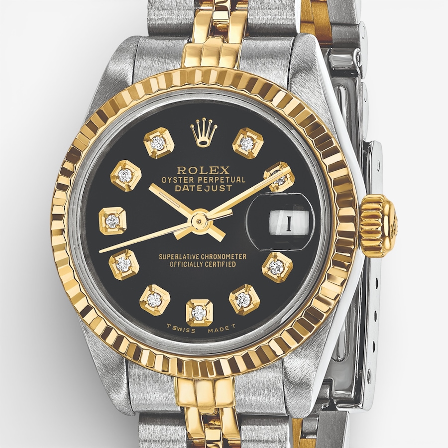 Image 748546_ALTMORE4.jpg, Product 748-546 / Price $13,499.99, Swiss Crown Pre-Owned Rolex - Independently Certified - 26-mm Two-Tone Datejust Watch with Jubilee Bracelet and Black Diamond Dial from Swiss Crown on TSC.ca's Jewellery department