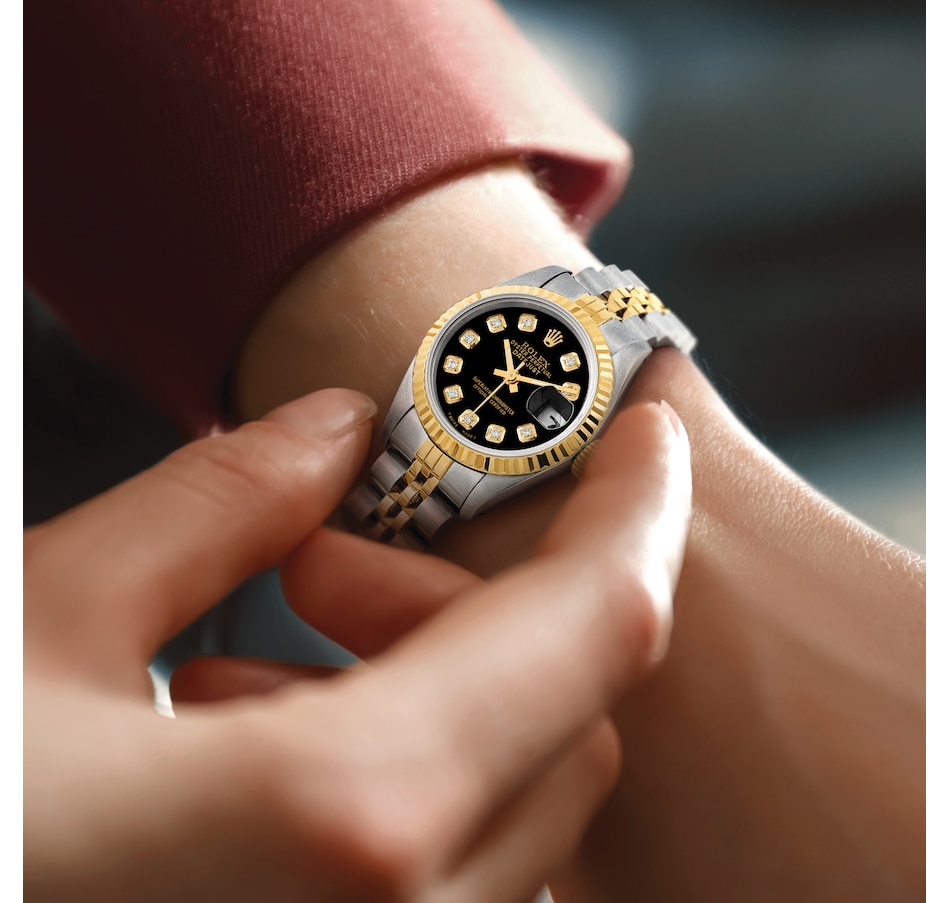 Image 748546_ALTMORE5.jpg, Product 748-546 / Price $13,499.99, Swiss Crown Pre-Owned Rolex - Independently Certified - 26-mm Two-Tone Datejust Watch with Jubilee Bracelet and Black Diamond Dial from Swiss Crown on TSC.ca's Jewellery department