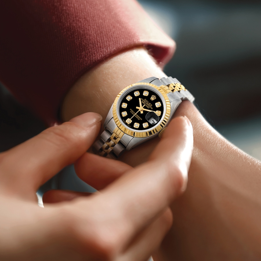 Image 748546_ALTMORE5.jpg, Product 748-546 / Price $13,499.99, Swiss Crown Pre-Owned Rolex - Independently Certified - 26-mm Two-Tone Datejust Watch with Jubilee Bracelet and Black Diamond Dial from Swiss Crown on TSC.ca's Jewellery department