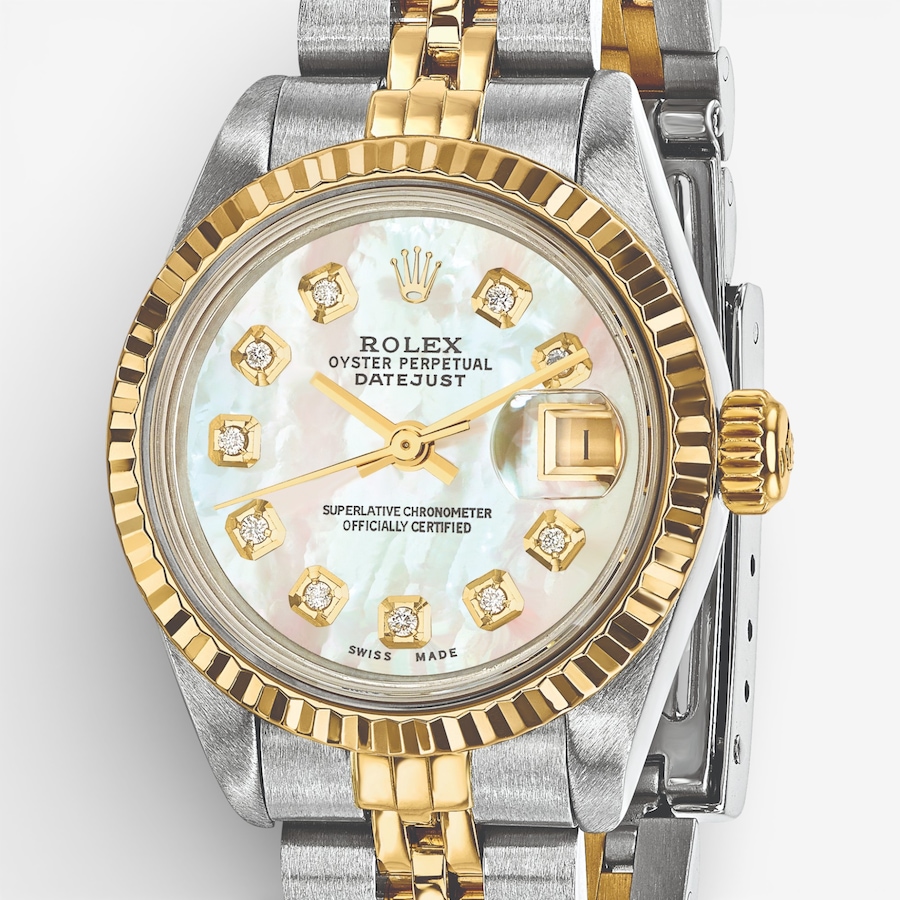 Image 748547_ALTMORE4.jpg, Product 748-547 / Price $14,199.99, Swiss Crown Pre-Owned Rolex - Independently Certified - 26-mm Two-Tone Datejust Watch with Jubilee Bracelet and Mother-of-Pearl Diamond Dial from Swiss Crown on TSC.ca's Jewellery department