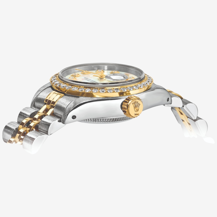 Image 748551_ALTMORE1.jpg, Product 748-551 / Price $16,799.99, Swiss Crown Pre-Owned Rolex - Independently Certified - 26-mm Two-Tone Datejust Watch with Jubilee Bracelet, Mother-of-Pearl Diamond Dial and Diamond Bezel from Swiss Crown on TSC.ca's Jewellery department