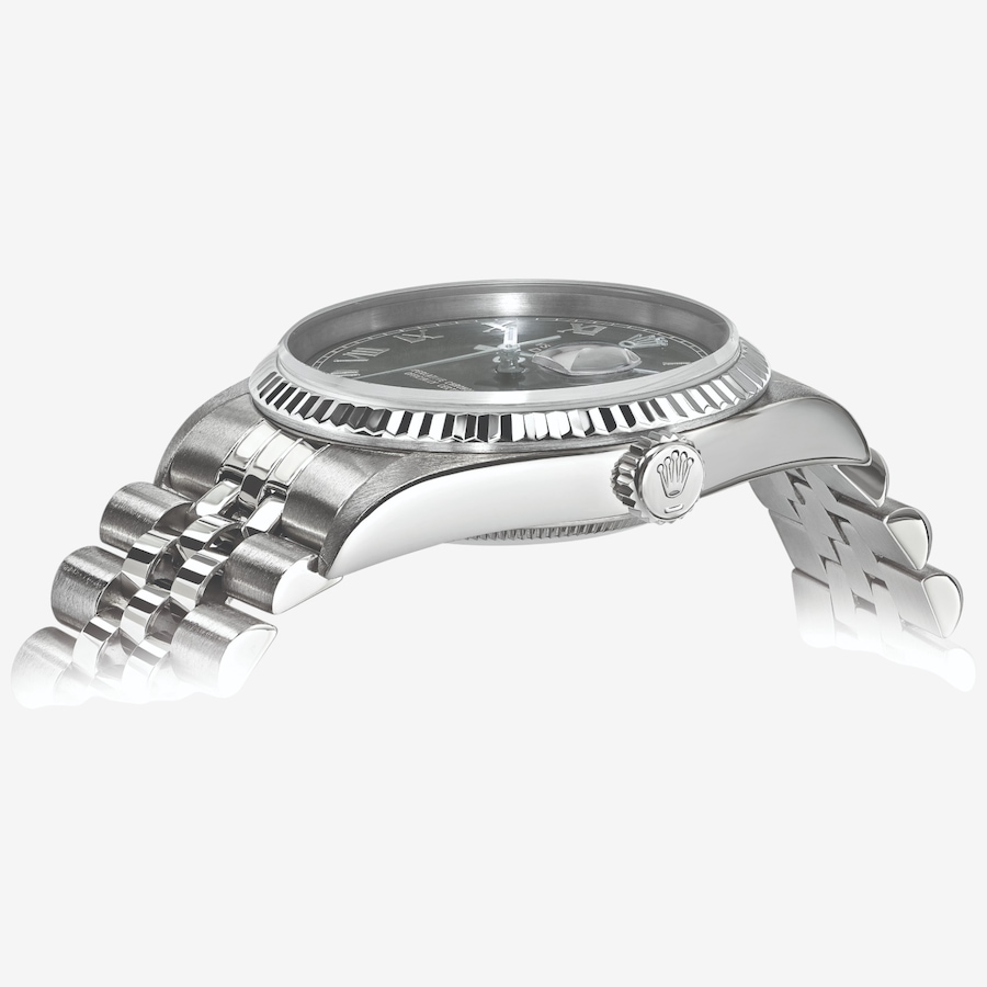 Image 748552_ALTMORE1.jpg, Product 748-552 / Price $14,999.99, Swiss Crown Pre-Owned Rolex - Independently Certified - 36mm Stainless Steel Datejust Watch with Jubilee Bracelet and Grey Roman Dial from Swiss Crown on TSC.ca's Jewellery department