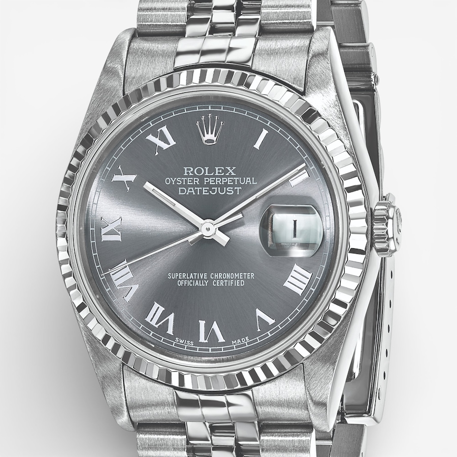Image 748552_ALTMORE4.jpg, Product 748-552 / Price $14,999.99, Swiss Crown Pre-Owned Rolex - Independently Certified - 36mm Stainless Steel Datejust Watch with Jubilee Bracelet and Grey Roman Dial from Swiss Crown on TSC.ca's Jewellery department