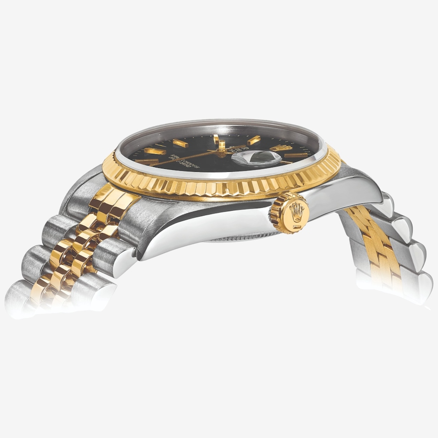 Image 748555_ALTMORE1.jpg, Product 748-555 / Price $15,999.99, Swiss Crown Pre-Owned Rolex - Independently Certified - 36mm Two-Tone Datejust Watch with Jubilee Bracelet and Black Dial from Swiss Crown on TSC.ca's Jewellery department