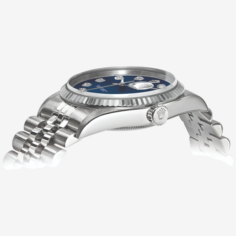 Image 748558_ALTMORE1.jpg, Product 748-558 / Price $15,299.99, Swiss Crown Pre-Owned Rolex - Independently Certified - 36mm Stainless Steel Datejust Watch with Jubilee Bracelet and Blue Diamond Dial from Swiss Crown on TSC.ca's Jewellery department