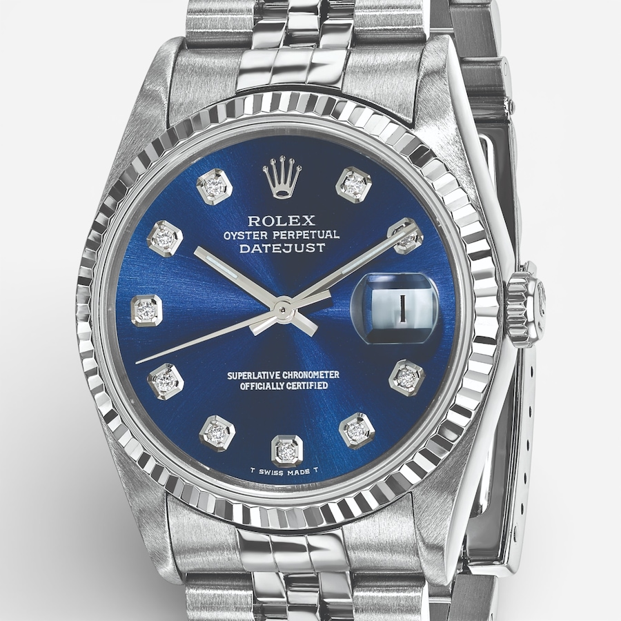 Image 748558_ALTMORE4.jpg, Product 748-558 / Price $15,299.99, Swiss Crown Pre-Owned Rolex - Independently Certified - 36mm Stainless Steel Datejust Watch with Jubilee Bracelet and Blue Diamond Dial from Swiss Crown on TSC.ca's Jewellery department