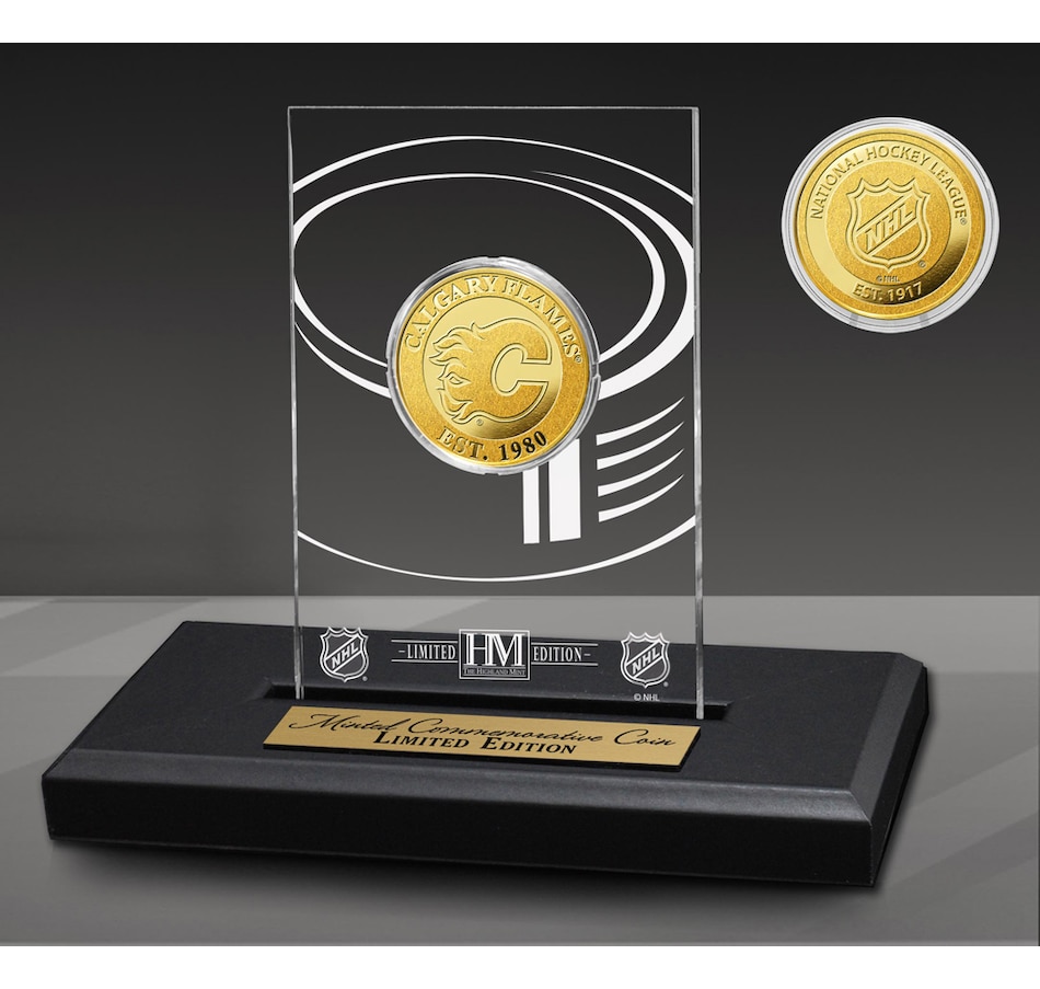Image 748571.jpg, Product 748-571 / Price $104.99, Highland Mint Calgary Flames Acrylic Gold Coin from Highland Mint on TSC.ca's Sports department