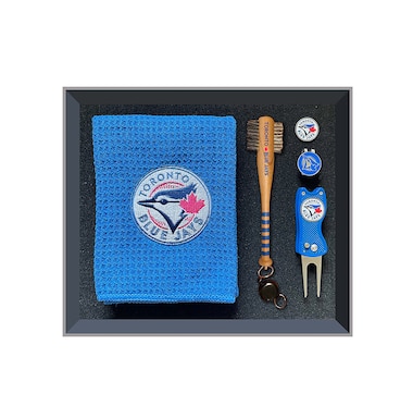 Golfing Buddies Toronto Blue Jays Gift Set- Waffle Towel, Bat Brush, Fix-It Tool, Hat Clip and Ball Marker