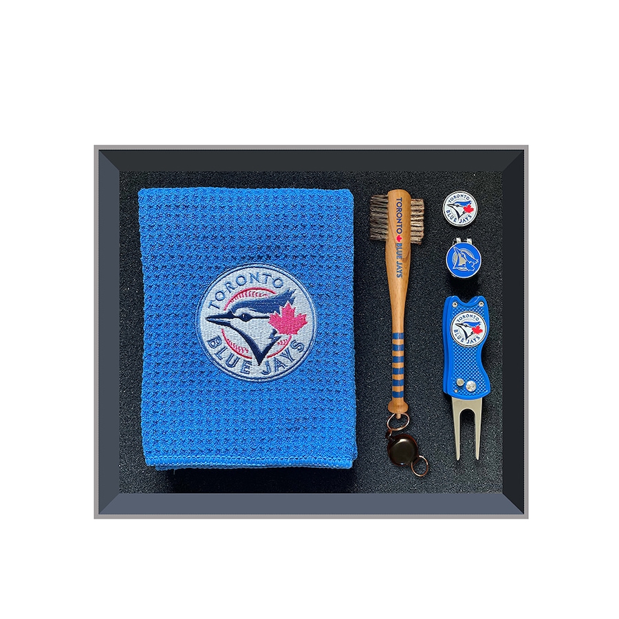 Image 748610.jpg, Product 748-610 / Price $83.99, Golfing Buddies Toronto Blue Jays Gift Set- Waffle Towel, Bat Brush, Fix-It Tool, Hat Clip and Ball Marker from Golfing Buddies on TSC.ca's Health & Fitness department