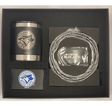 Golfing Buddies Toronto Blue Jays Gift Set- Low Ball Tumbler, RFID Wallet, and Ratchet Belt
