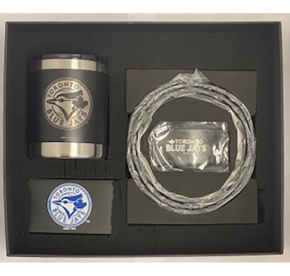 Image 748612.jpg, Product 748-612 / Price $130.99, Golfing Buddies Toronto Blue Jays Gift Set- Low Ball Tumbler, RFID Wallet, and Ratchet Belt on TSC.ca's Health & Fitness department
