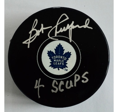 Dpisports Autographed Bob Pulford Toronto Maple Leafs 4 Cups Puck
