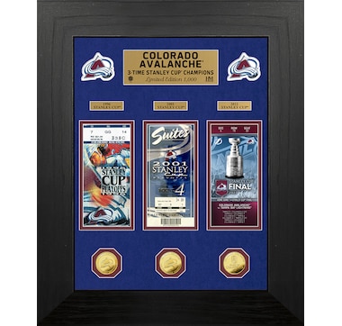 Colorado Avalanche 3-Time Stanley Cup Champions Deluxe Gold Coin And Ticket Collection