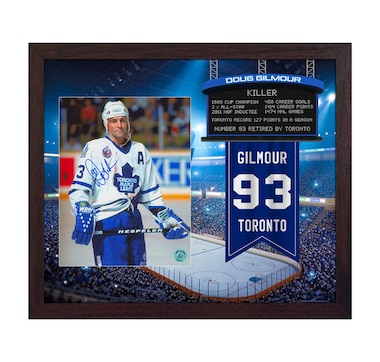 AJ Sports Doug Gilmour Signed Maple Leafs Retired Number Graphic 23 x 27 Frame