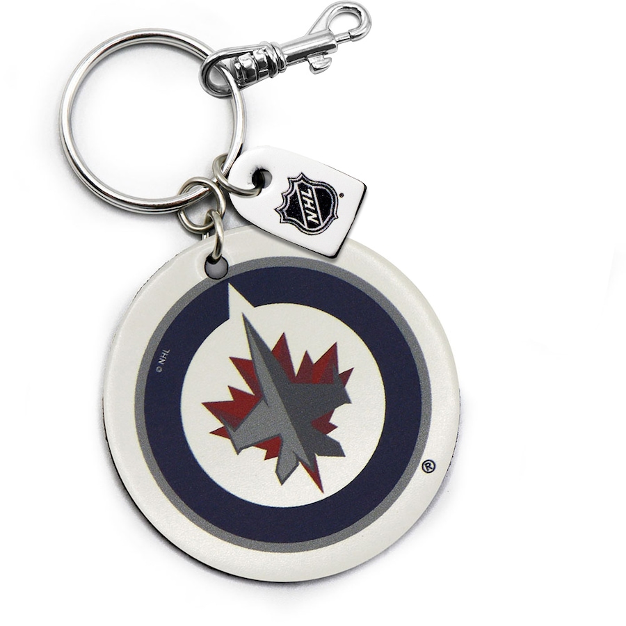 Image 749318.jpg, Product 749-318 / Price $20.99, Winnipeg Jets Leather Round Keychain from Treaty Group on TSC.ca's Sports department