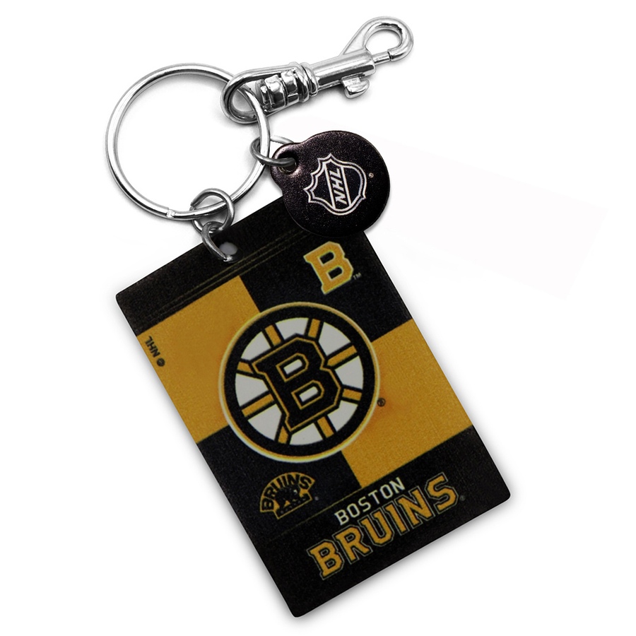 Image 749355.jpg, Product 749-355 / Price $20.99, Boston Bruins Leather Rectangle Keychain from Treaty Group on TSC.ca's Sports department