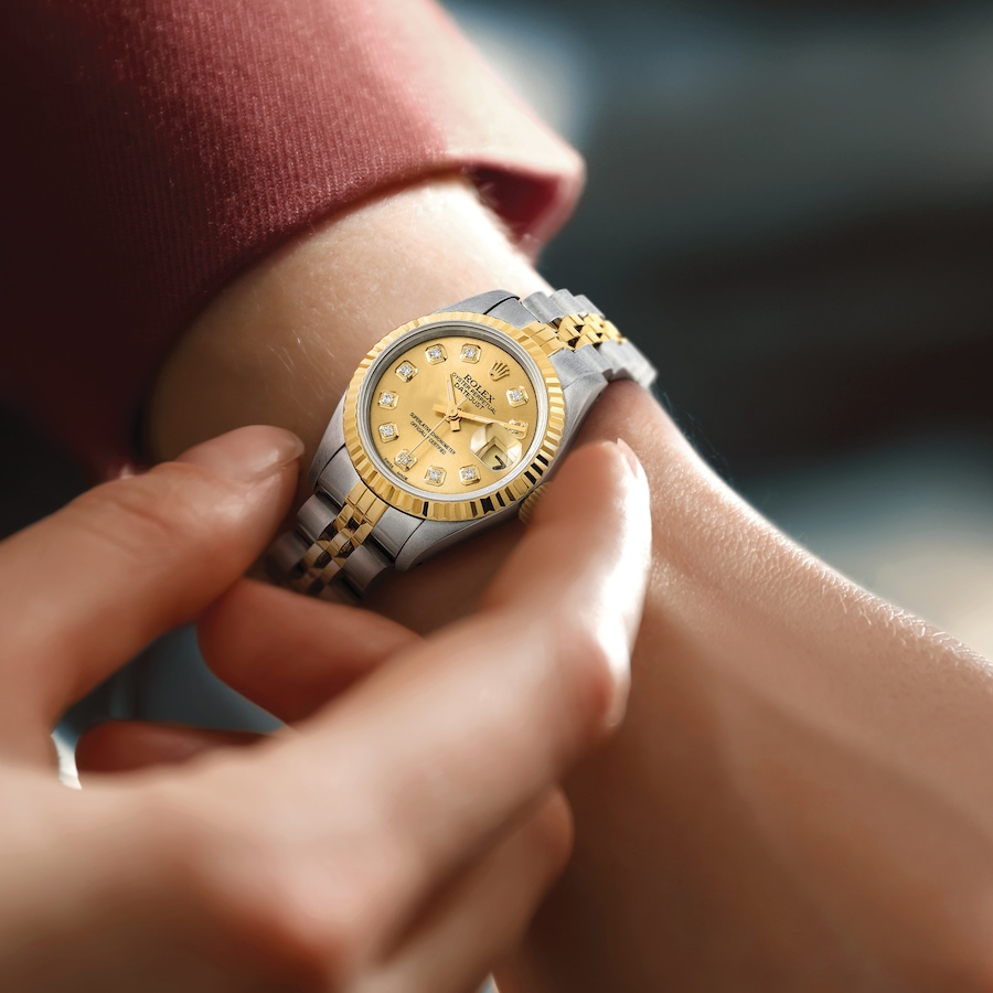 Image 749511_ALTMORE1.jpg, Product 749-511 / Price $15,299.99, Swiss Crown Pre-Owned Rolex - Independently Certified - 26mm Two-Tone Datejust Watch with Jubilee Bracelet and Champagne Diamond Dial from Swiss Crown on TSC.ca's Jewellery department