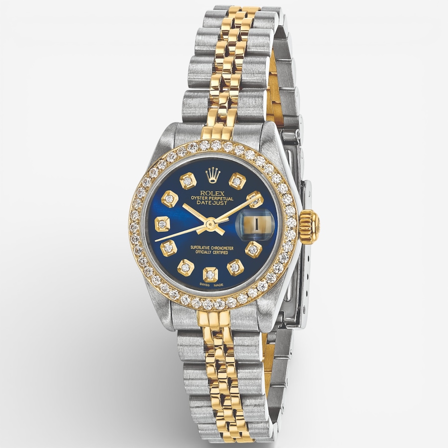 Image 749513.jpg, Product 749-513 / Price $15,299.99, Swiss Crown Pre-Owned Rolex - Independently Certified - 26mm Two-Tone Datejust Watch with Jubilee Bracelet, Blue Diamond Dial and Diamond Bezel from Swiss Crown on TSC.ca's Jewellery department