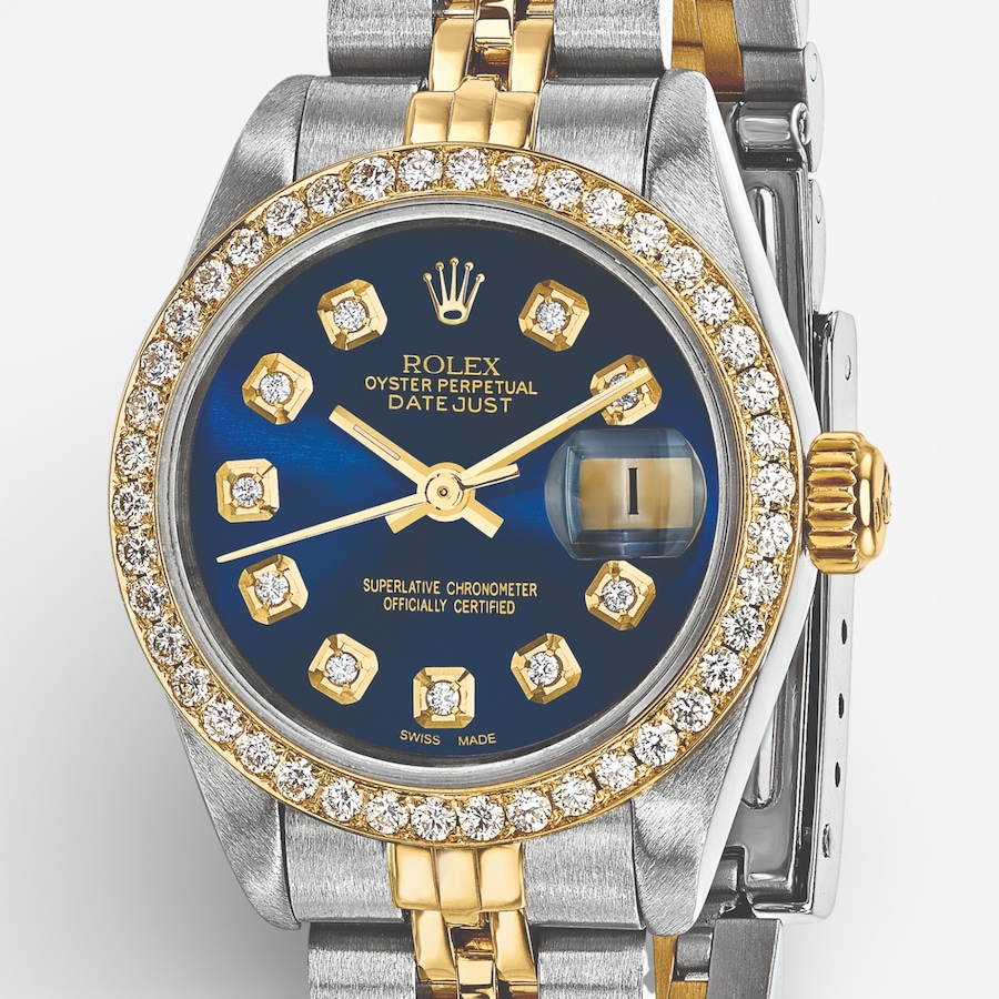 Image 749513_ALTMORE4.jpg, Product 749-513 / Price $15,299.99, Swiss Crown Pre-Owned Rolex - Independently Certified - 26mm Two-Tone Datejust Watch with Jubilee Bracelet, Blue Diamond Dial and Diamond Bezel from Swiss Crown on TSC.ca's Jewellery department