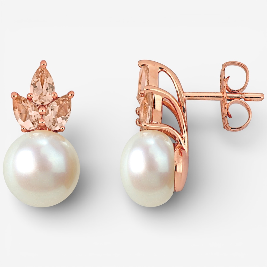 Image 749519.jpg, Product 749-519 / Price $1,399.99, Amour Pearls 14K Rose Gold 9-9.5mm Freshwater Cultured Pearl And Morganite Earrings from Amour Pearls on TSC.ca's Jewellery department