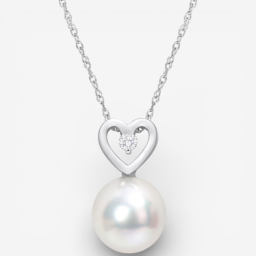 Image 749521.jpg, Product 749-521 / Price $649.99, Amour Pearls 10K White Gold 9.5-10mm Cultured South Sea Pearl And Diamond Accent Heart Drop Pendant With Chain from Amour Pearls on TSC.ca's Jewellery department