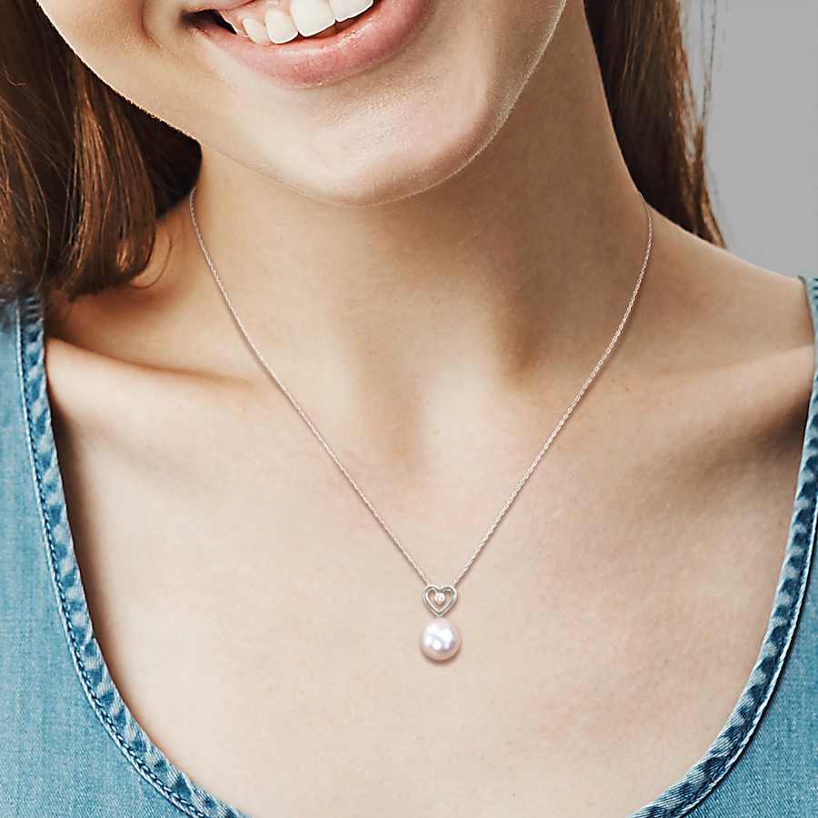 Image 749521_ALTMORE3.jpg, Product 749-521 / Price $649.99, Amour Pearls 10K White Gold 9.5-10mm Cultured South Sea Pearl And Diamond Accent Heart Drop Pendant With Chain from Amour Pearls on TSC.ca's Jewellery department