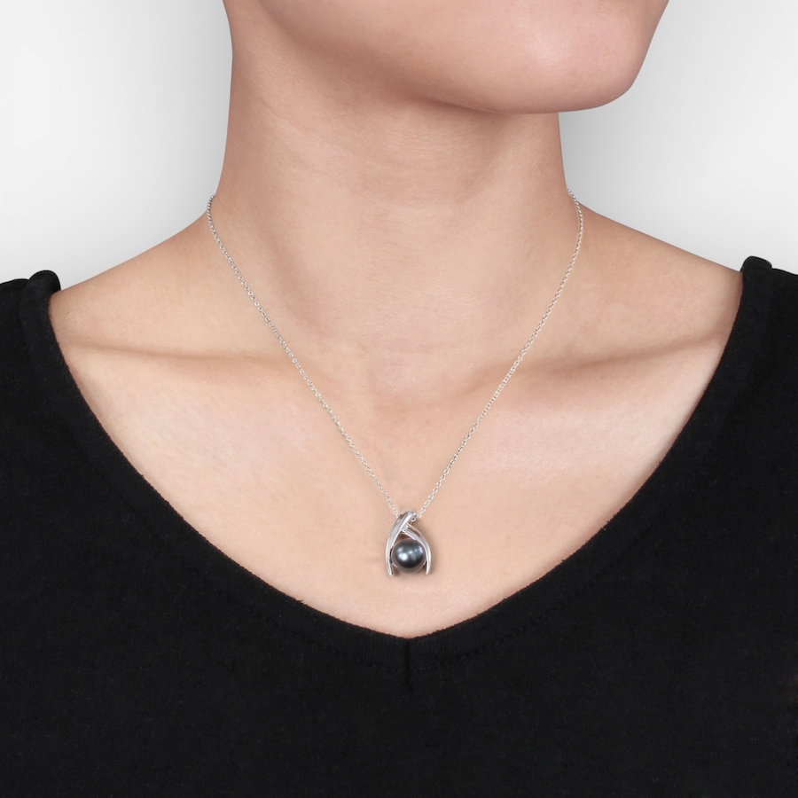 Image 749523_ALTMORE1.jpg, Product 749-523 / Price $279.99, Amour Pearls Sterling Silver 9.5-10mm Black Tahitian Cultured Pearl Criss Cross Pendant With Chain from Amour Pearls on TSC.ca's Jewellery department
