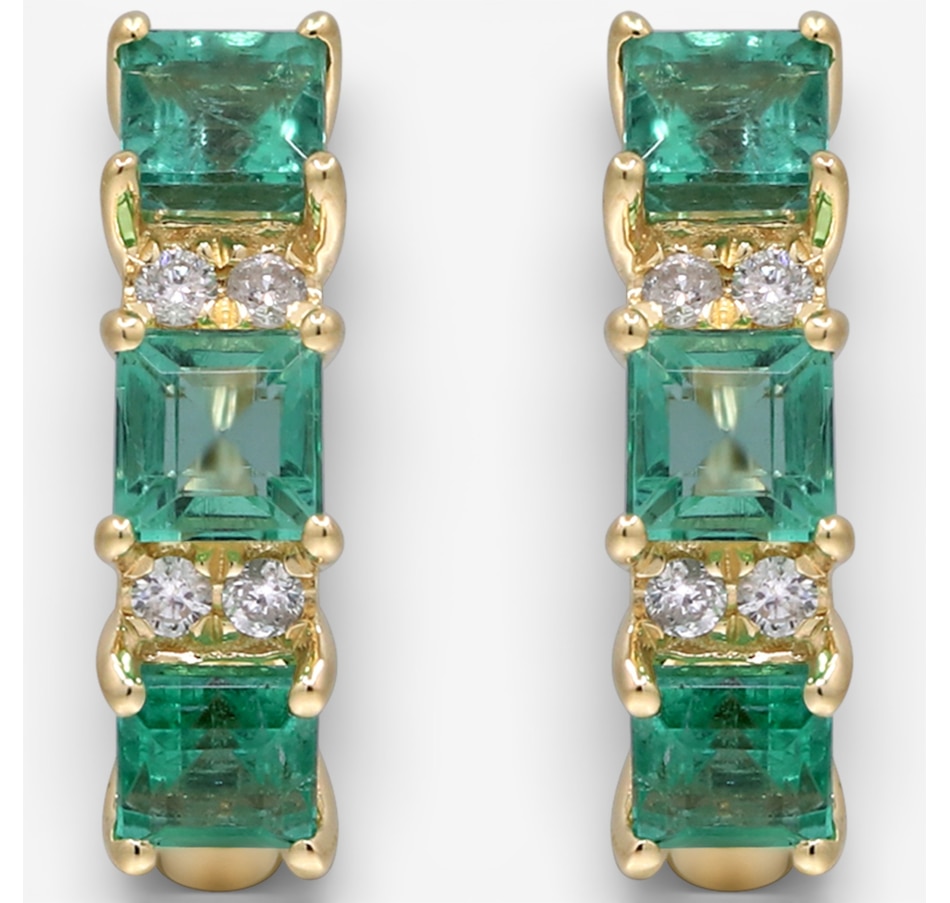 Image 749538.jpg, Product 749-538 / Price $1,999.99, Cirari 14K Yellow Gold Emerald and Diamond Hoop Earrings from Cirari on TSC.ca's Jewellery department