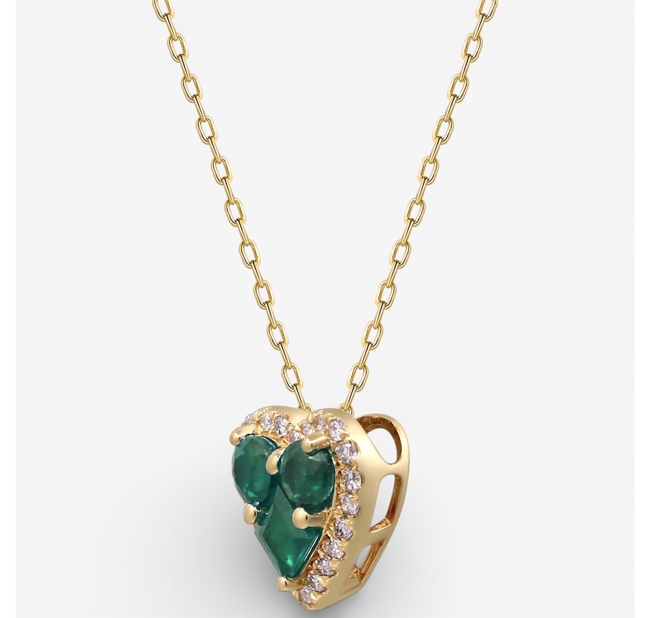 Image 749546_ALTMORE1.jpg, Product 749-546 / Price $1,349.99, Cirari 14K Yellow Gold Emerald And Diamond Heart Shape Pendant Necklace from Cirari on TSC.ca's Jewellery department