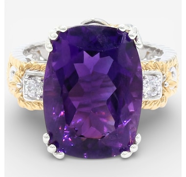 Gems en Vogue Palladium Silver Gemstone and White Zircon Ring