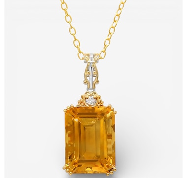 Gems En Vogue Palladium Silver Gemstone &amp; White Zircon Pendant With Chain