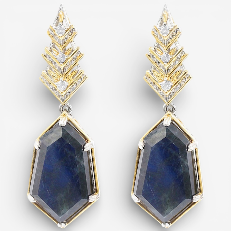 Image 749593.jpg, Product 749-593 / Price $289.99, Gems En Vogue Palladium Silver Spectrolite And White Zircon Earrings from Gems En Vogue on TSC.ca's Jewellery department