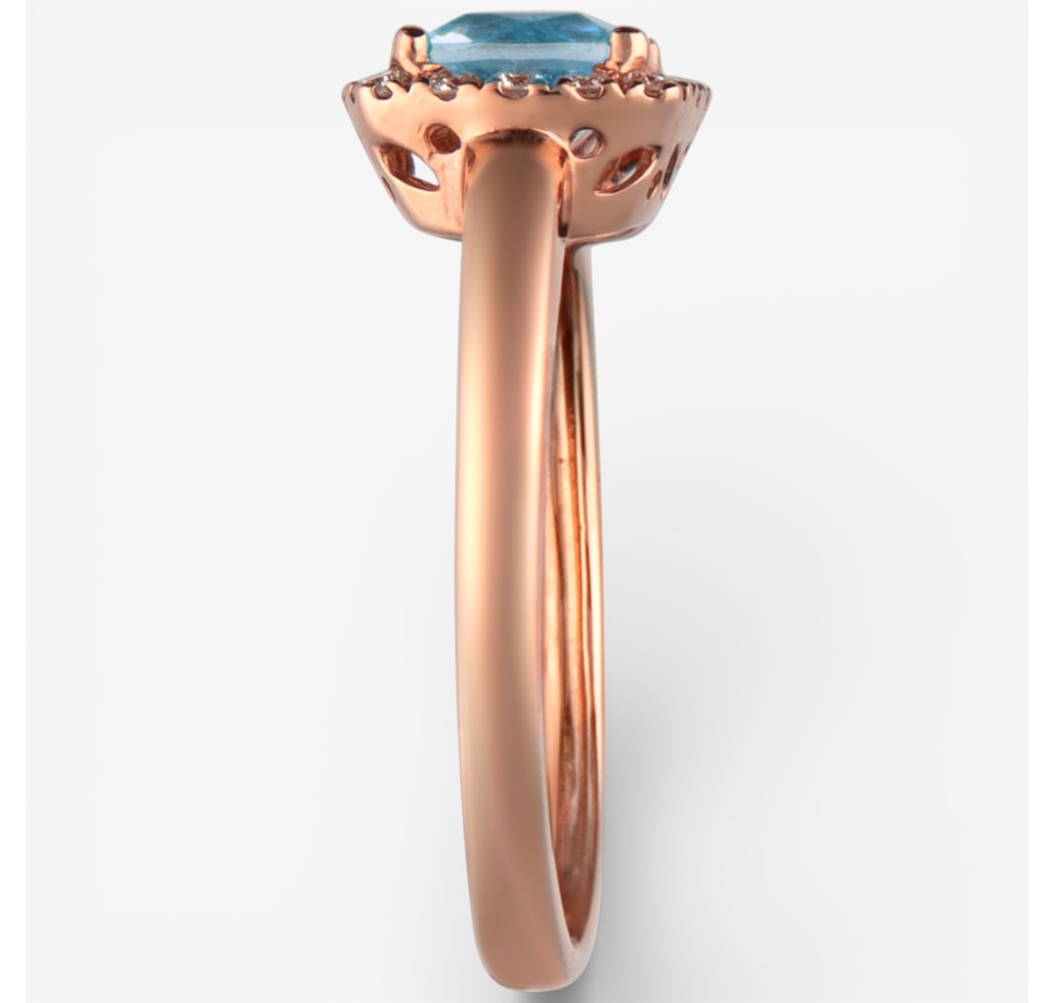 Image 749611_ALTMORE1.jpg, Product 749-611 / Price $1,499.99, 10K Rose Gold Aquamarine & Diamond Halo Ring from The Vault on TSC.ca's Jewellery department
