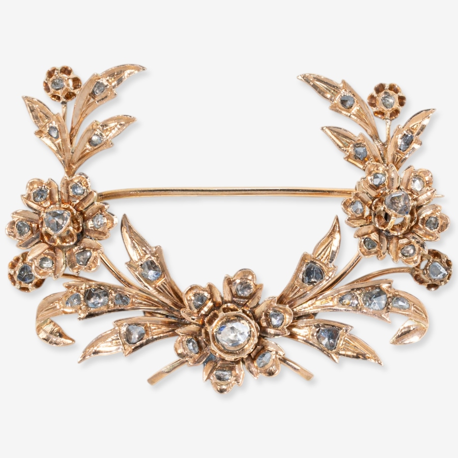 Image 749651.jpg, Product 749-651 / Price $5,695.00, Estate Originals 10K Rose Gold Rose-Cut Diamond Wreath Design Brooch from Estate Originals on TSC.ca's Jewellery department