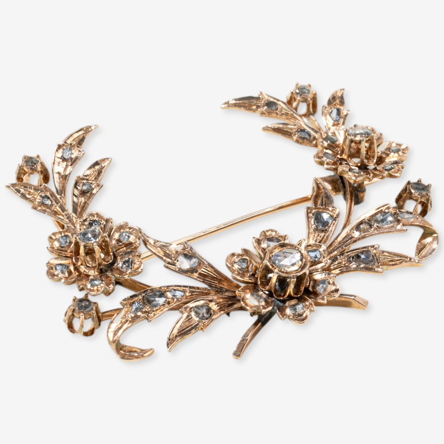 Image 749651_ALTMORE2.jpg, Product 749-651 / Price $5,695.00, Estate Originals 10K Rose Gold Rose-Cut Diamond Wreath Design Brooch from Estate Originals on TSC.ca's Jewellery department