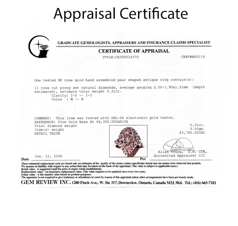 Image 749657_ALTMORE4.jpg, Product 749-657 / Price $1,688.00, Estate Originals 9K Rose Gold Antique Rose-Cut Diamond Pear-Shaped Ring from Estate Originals on TSC.ca's Jewellery department