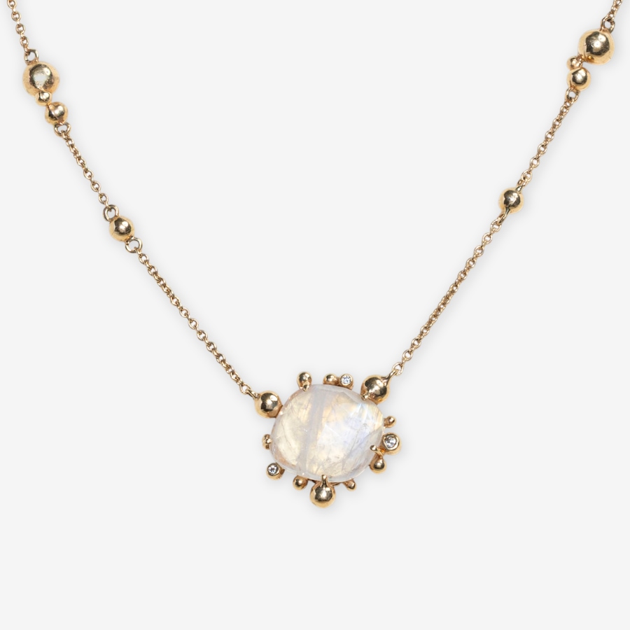 Image 749658.jpg, Product 749-658 / Price $2,295.00, Estate Originals 14K Yellow Gold 4.20 ctw Moonstone and Diamond Dew Drop Pendant, Signed "Anzie" from Estate Originals on TSC.ca's Jewellery department
