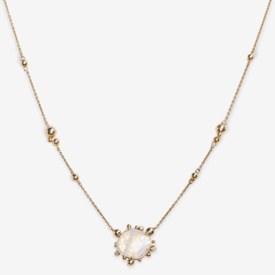 Image 749658_ALTMORE1.jpg, Product 749-658 / Price $2,295.00, Estate Originals 14K Yellow Gold 4.20 ctw Moonstone and Diamond Dew Drop Pendant, Signed "Anzie" from Estate Originals on TSC.ca's Jewellery department