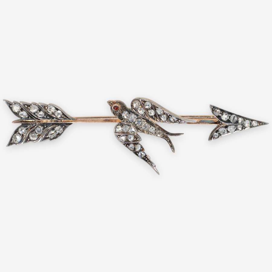 Image 749661.jpg, Product 749-661 / Price $2,295.00, Estate Originals 10K Yellow Gold and Silver Antique Rose-Cut Diamond Bird and Arrow Brooch from Estate Originals on TSC.ca's Jewellery department