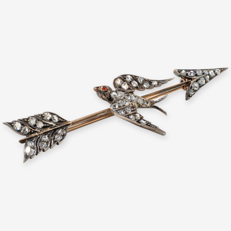 Image 749661_ALTMORE2.jpg, Product 749-661 / Price $2,295.00, Estate Originals 10K Yellow Gold and Silver Antique Rose-Cut Diamond Bird and Arrow Brooch from Estate Originals on TSC.ca's Jewellery department