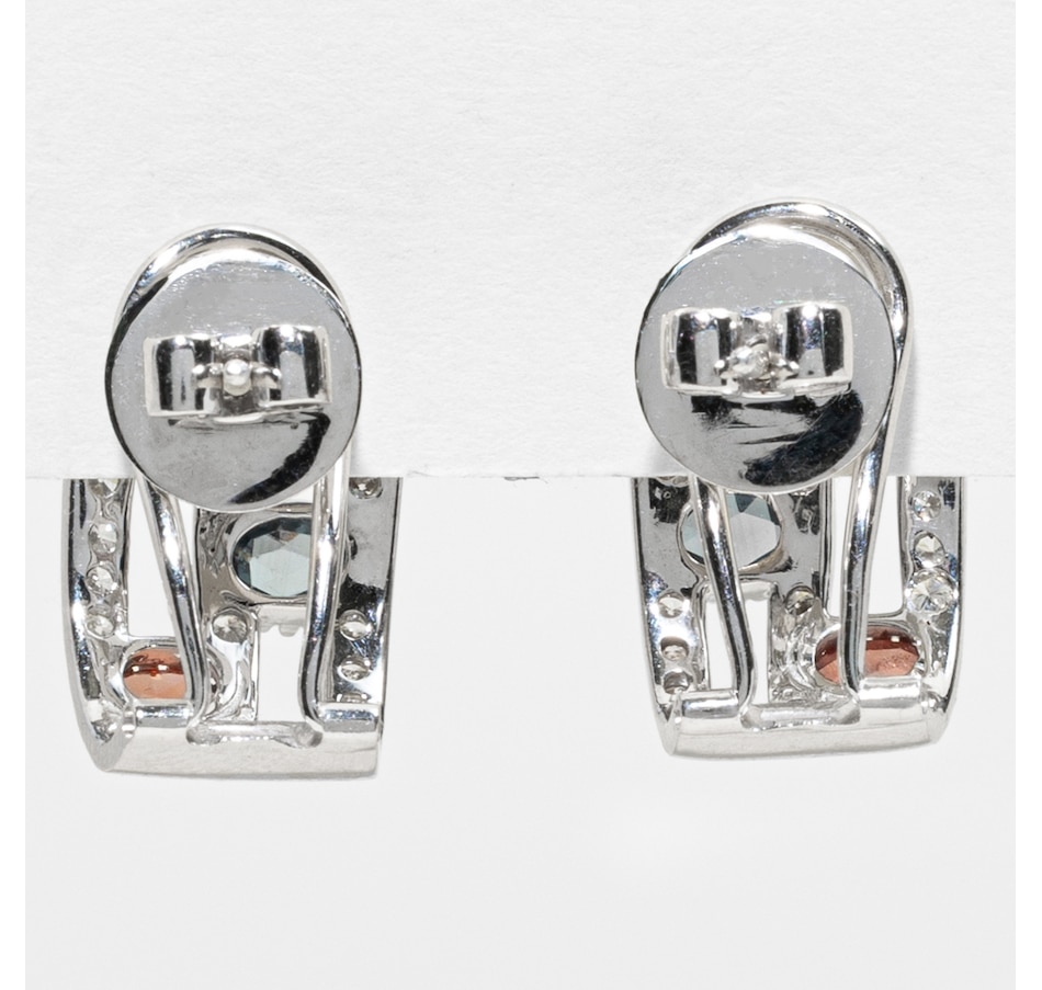 Image 749664_ALTMORE2.jpg, Product 749-664 / Price $6,695.00, Estate Originals 18K White Gold Multi-Colour Sapphire and Diamond Geometrically Designed French Back Earrings from Estate Originals on TSC.ca's Jewellery department