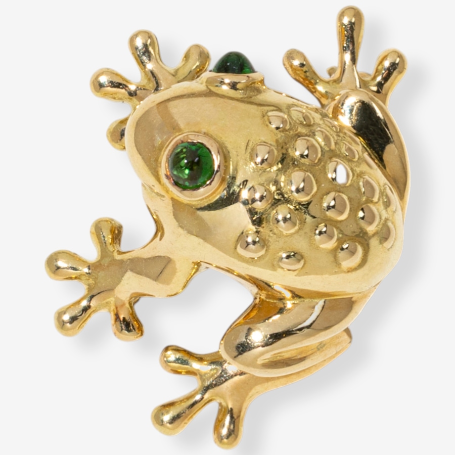 Image 749668.jpg, Product 749-668 / Price $3,295.00, Estate Originals 18K Yellow Gold Frog Motif Brooch with Emerald Eyes from Estate Originals on TSC.ca's Jewellery department